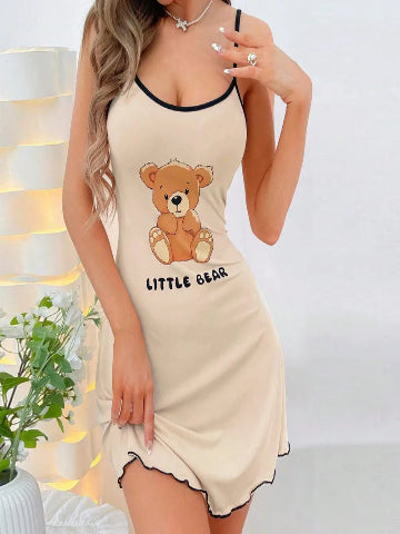 Mia Bear Print Suspender Dress